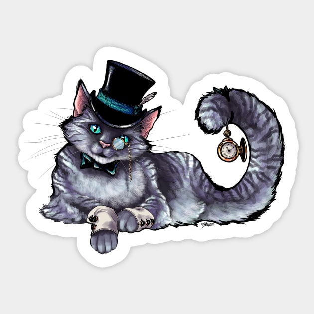 Fancy Cat - Maine Coon Longhair Tabby Gentleman Kitty T-Shirt Sticker by Indi Martin